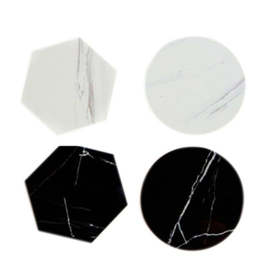 4 pièces tasse sous-verres forme de marbre imperméable antidérapant tapis de café  DESSOUS DE VERRE - DESSOUS DE BOUTEILLE
