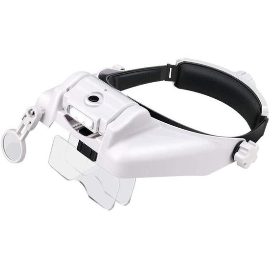 Loupe Serre-Tête Avec Lumière LED, Loupe De Tête Avec - 5 Lentilles Détachables(10X 15X 20X 25X
