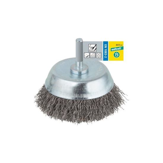 Brosse Soucoupe Avec Fil D'acier Ondulé 50 Mm WOLFCRAFT