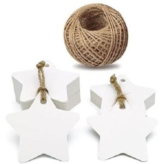 Étiquettes Cadeaux Kraft Festonnées - Lot De 100, 5x3 Cm, Avec Ficelle De Jute - 4