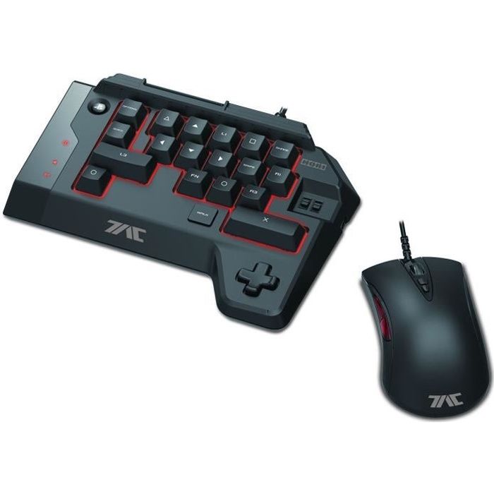 Hori T.A.C Four Type K2 - Mini Clavier Mécanique et Souris TAC Pour PS4, PS3 et PC - Licence Officielle Sony