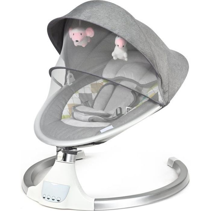 COSTWAY Transat Balancelle Electrique pour Bébé Bluetooth/USB avec 5 Amplitudes de Vibration et Fonction de Minuterie Charge 9KG