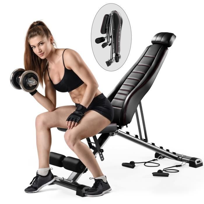 Banc de musculation réglable noir banc d'entraînement de fitness à domicile banc d'entraînement pliable pour tout le corps