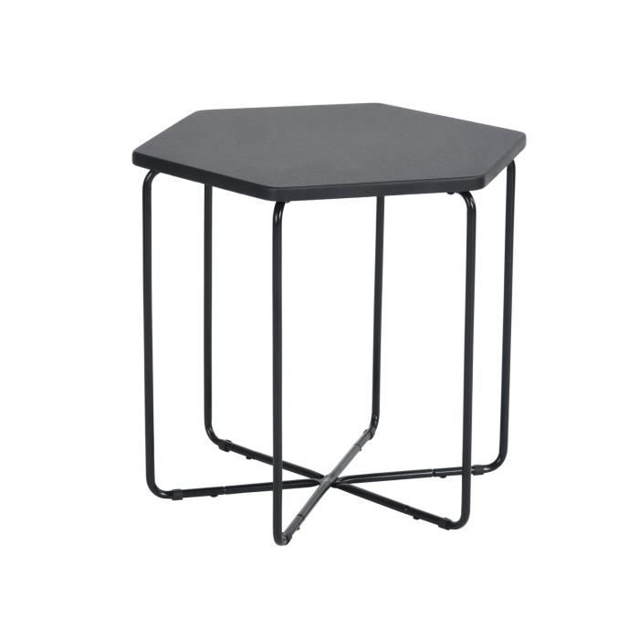MEUBLES COSY Petite Table Basse Table d'appoint Fonte Octogonale Avec Haut Noir Jambe en Métal Noir 45.5*40*41.5cm