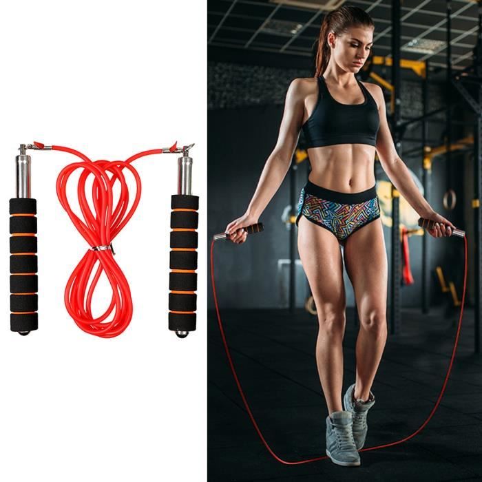 TAPIS DE YOGA - Corde à sauter de formation de fitness de décompression d'exercice aérobie réglable rouge