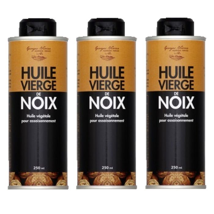 Lot 3x Huile vierge de noix - Georges Nivier - Auvergne - bouteille 250ml