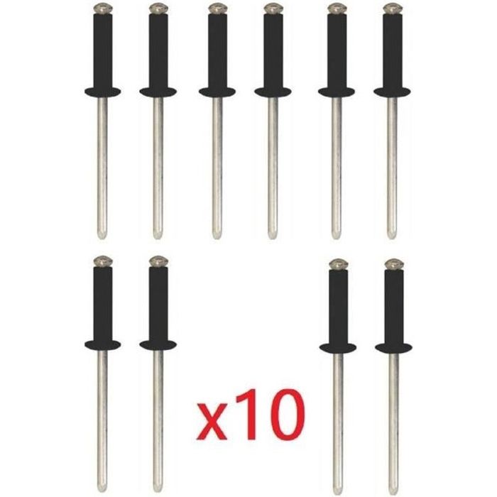 LOT DE 10 RIVET NOIR PLAQUE D'IMMATRICULATION VOITURE AUTO MOTO SCOOTER MOBYLETTE PROTECTION PLASTIQUE VIS BOULON FIXATION