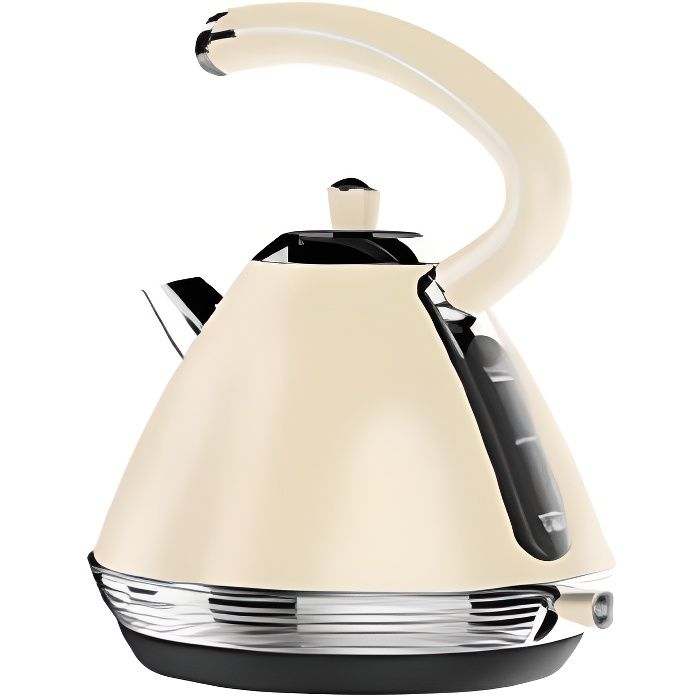 Bouilloire électrique vintage-1,7L-Ébullition Rapide-Inox-Arrêt Automatique-Beige