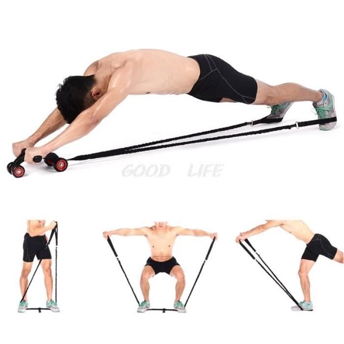 Roue musculaire abdominale corde de traction auxiliaire gymnastique Fitness Ab rouleau bandes de résistan - HSJSTLDB07074