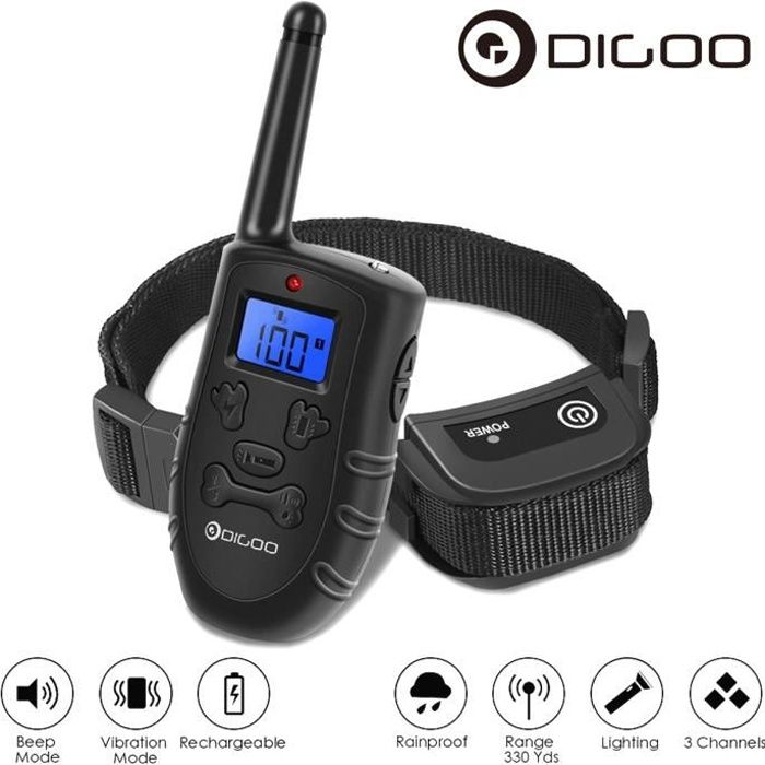 Collier de Dressage LCD Pour Chiens Avec Beep Vibra Choc Etanche et Rechargeable Collier Télécommande