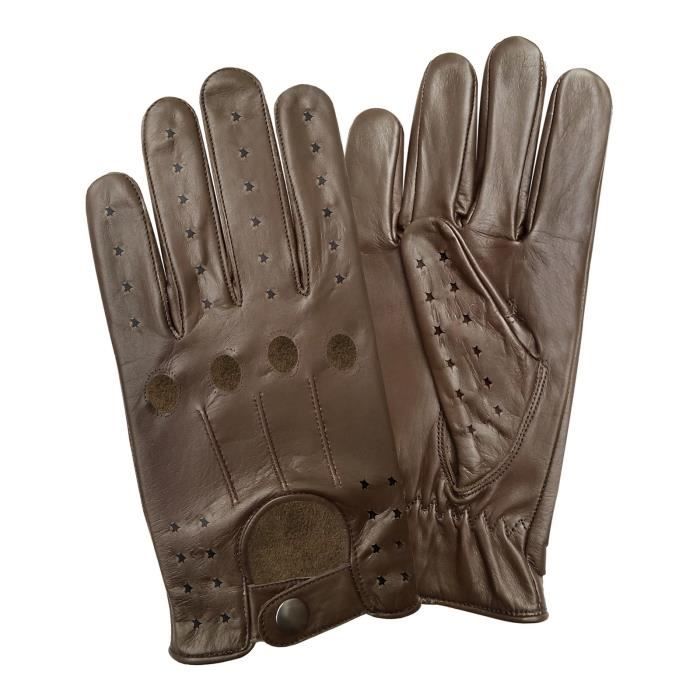 AUTHENTIQUE PAIRE DE GANT EN CUIR NAPPA DE VACHE , MOTORBIKE CONDUCTEUR MODE SUPER FIT ORIGINAL STARS – HOMME , MARRON TAILLE S