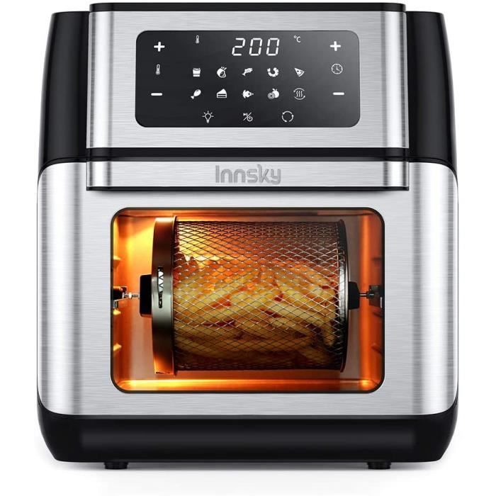 Friteuse Sans Huile 10L, Mini-four à Air 10 en 1 avec Rôtissoire et Déshydrateur, Friteuse à Air Chaud 1500W avec Affichage-A006