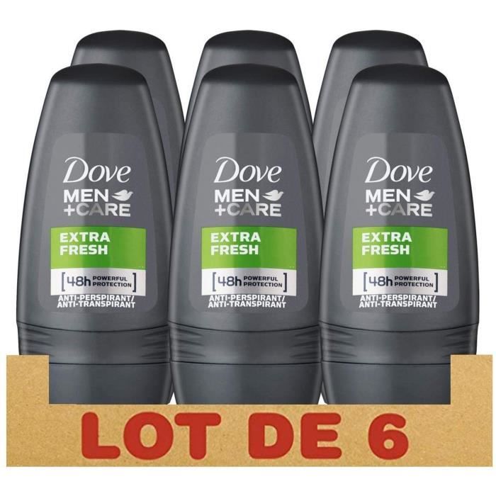 DOVE Lot de 6 Déodorants Homme Bille Extra Fresh 48h pour les Peaux Sensibles - 50ml