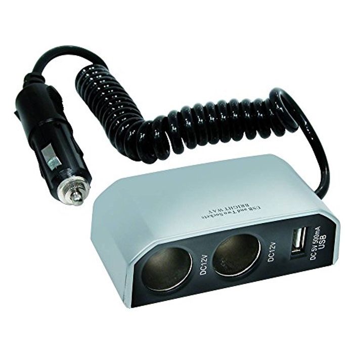 CARPONIT Prise allume-cigare Double avec un port USB - 8Ah 12 V - Gris