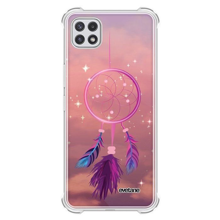 Coque souple renforcée pour Samsung Galaxy A22 5G - EVETANE - Modèle : Attrape rêve rose