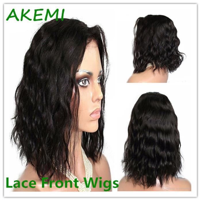 20 Inches Body Wave Short Bob brésiliens remy cheveux humains ondulé Lace Front Wigs