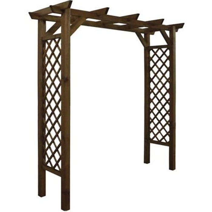 Pergola double droite Ipomée en bois teinté