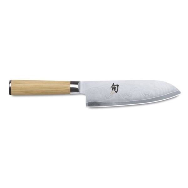 Couteau Kai Shun Classic White modèle santoku 16.5cm lame damassée 16,5 Bois