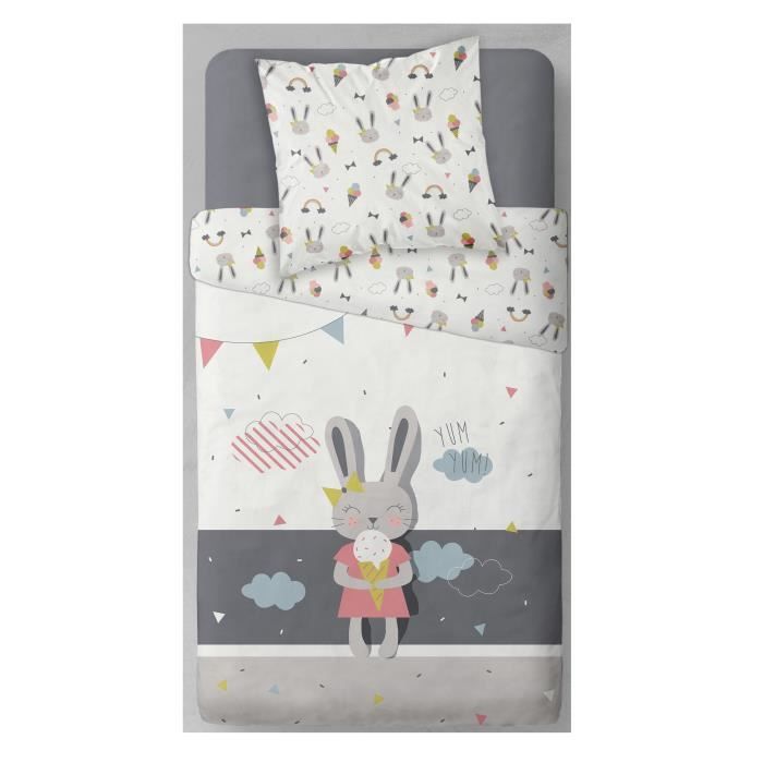 TODAY Parure de couette en coton Happy Miss Bunny - 140 x 200 cm