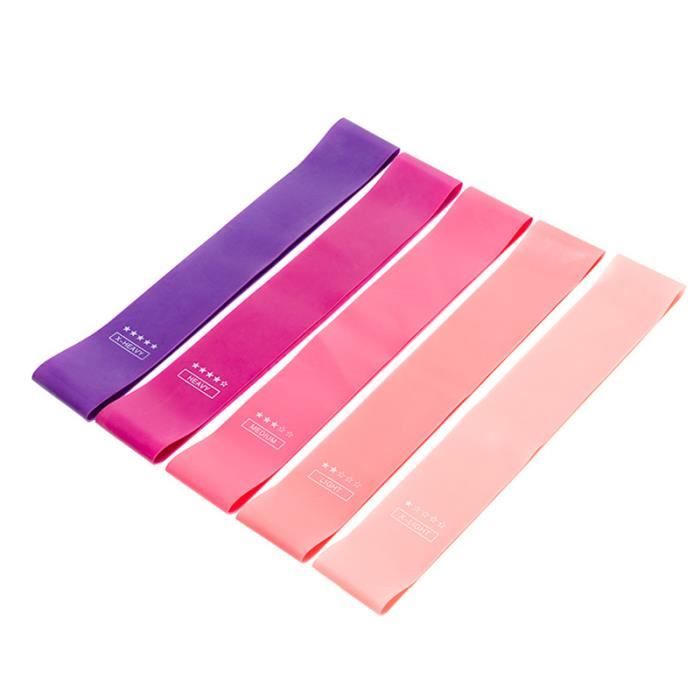 LEMONBEST® 5Pcs Bandes De Résistance Élastique Latex Pour Salle De Gym Exercice, Yoga, Pilâtes, Kinésithérapie - Coloré