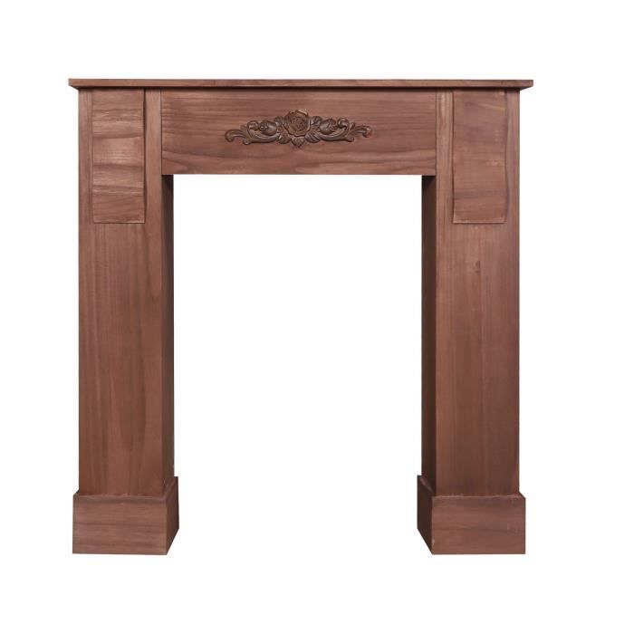Mobili Rebecca Cadre Cheminée Décoratif Bois Marron Clair Rustique 98x97x22,5