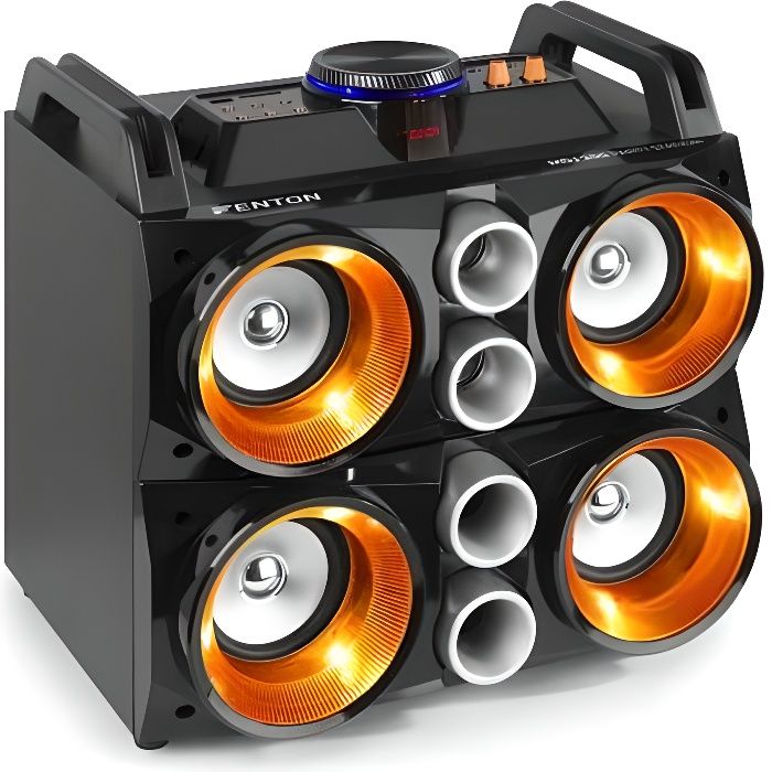 Fenton MDJ200 - Enceinte LED avec micro et batterie, 150 W, BT/USB/MP3/SD