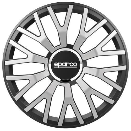 SPARCO Lot de 4 Enjoliveurs Leggera Pro 16'' - Gris argenté bord Noir