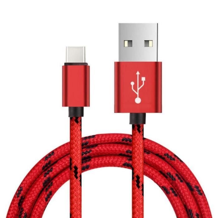 2M Type de câble C USB Data Sync Charge pour Samsung GalaxyS9 S8 Galaxy A8 2018 pour Huawei P10 P9 OnePlus 2-Rouge