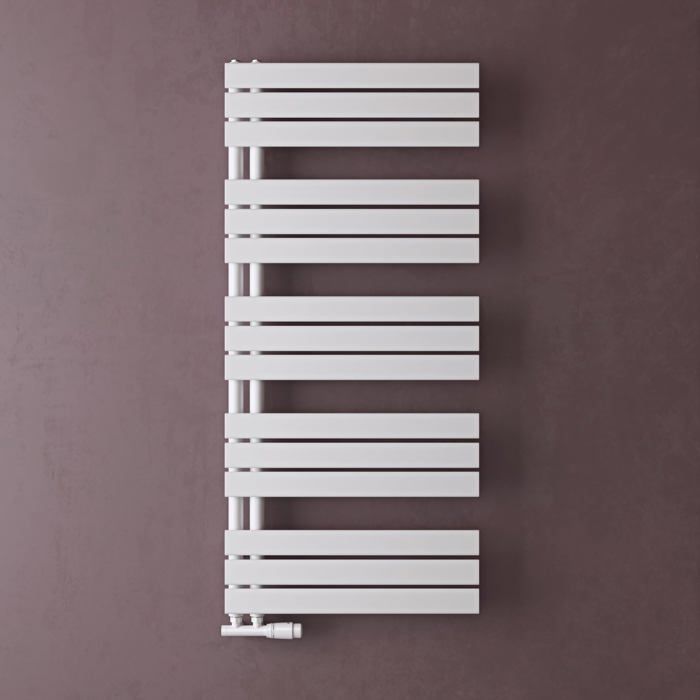 doporro Radiateur de Salle de Bain Sèche-Serviette 131x60cm Radiateur à Eau Chaude ou Électrique Blanc Sèche-Serviettes Design FN