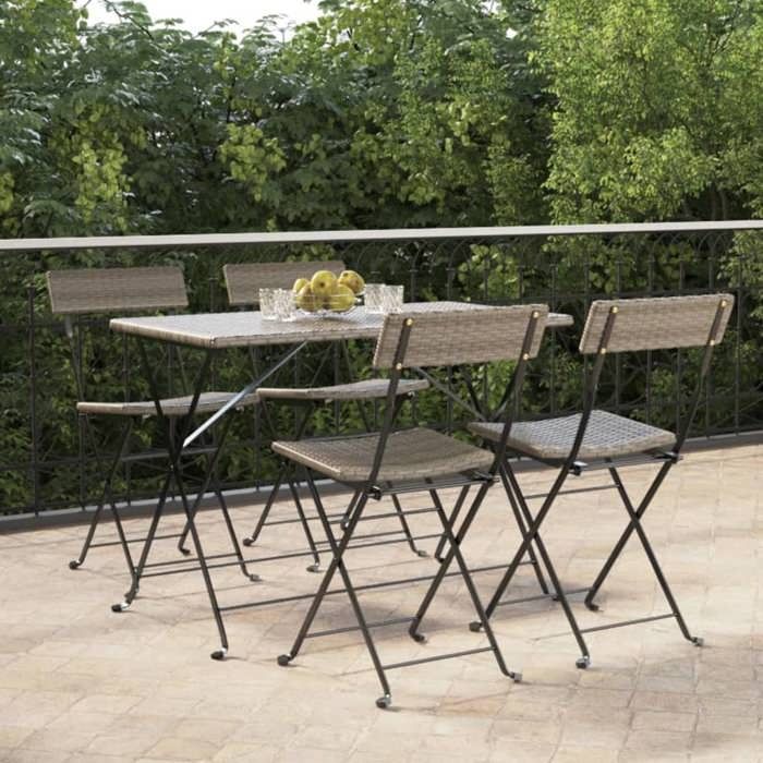 SALE 2025Chaises de bistrot pliantes - lot de 4 - Fauteuils de Jardin - Gris Résine tressée acier - 40x45x79 cm196 Kg 4147