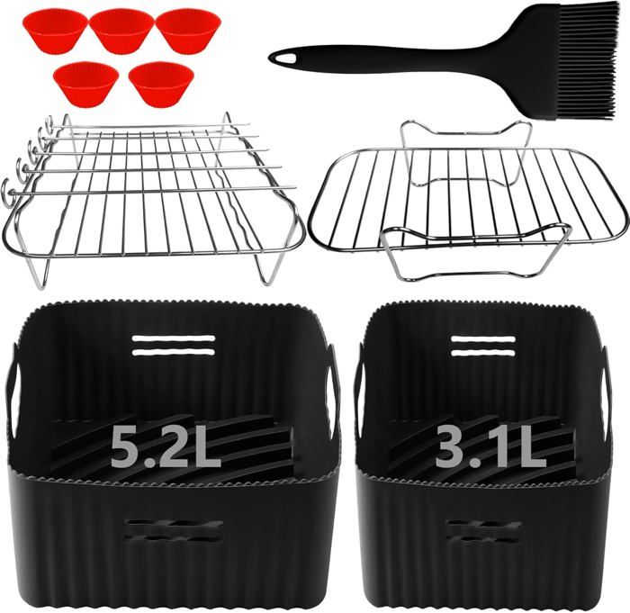 2 Moules Silicone Air Fryer Dual - Compatible Moulinex Easy Fry, Philips Series 3000 - Antiadhésif Et Lavable Lave-Vaisselle