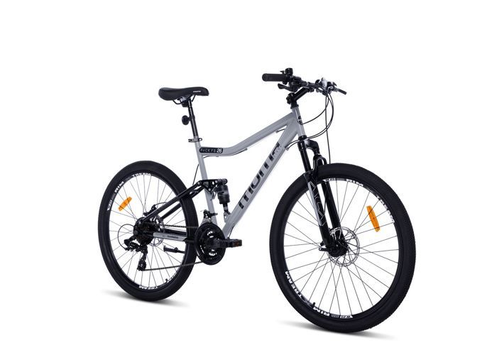 Moma Bikes - VTT 26 - Tout Suspendue - SHIMANO 21 Vitesses - Freins a disques - Gris - Sport