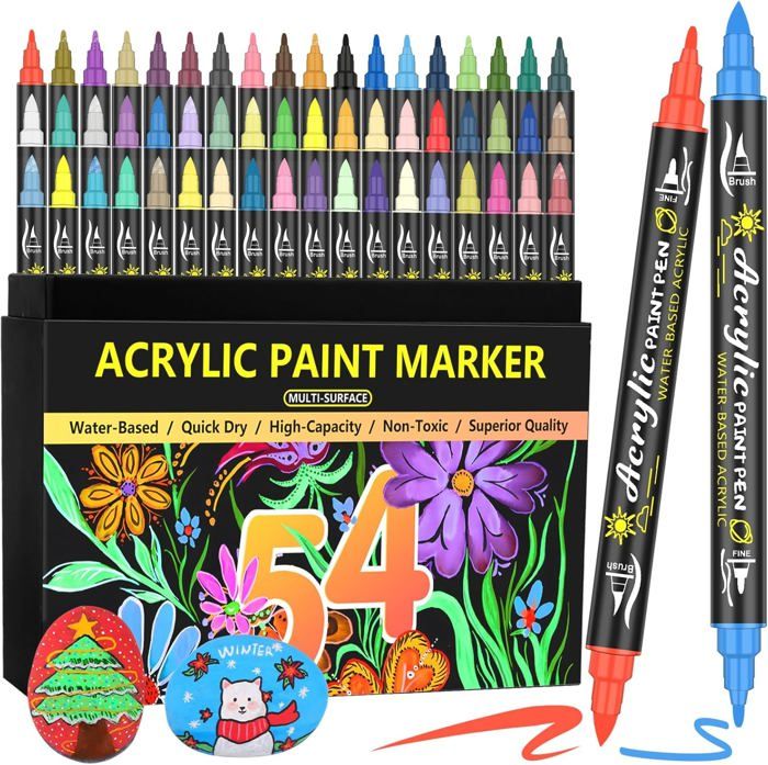 24 Marqueurs Acryliques TBC | Stylos Peinture Permanents Pour Verre, Bois, Pierre - 2