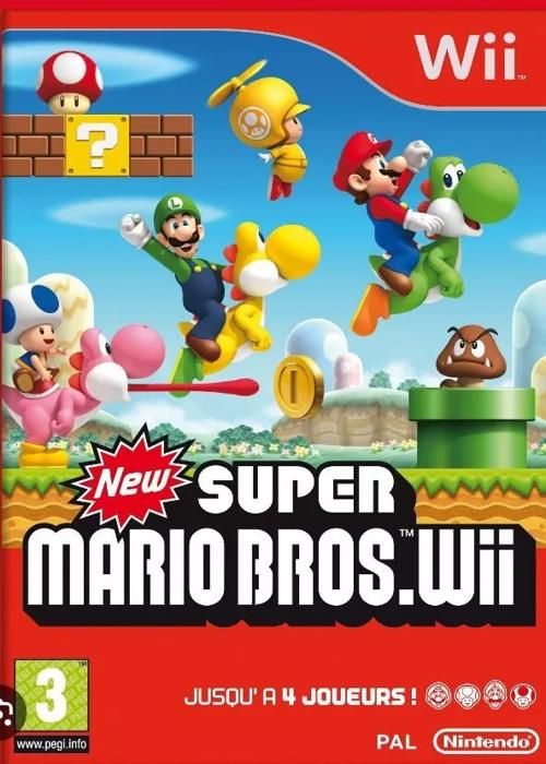 Jeu Vidéo - Nintendo - New Super Mario Bros. Wii - 4 Joueurs - Aventure - Pegi 3+