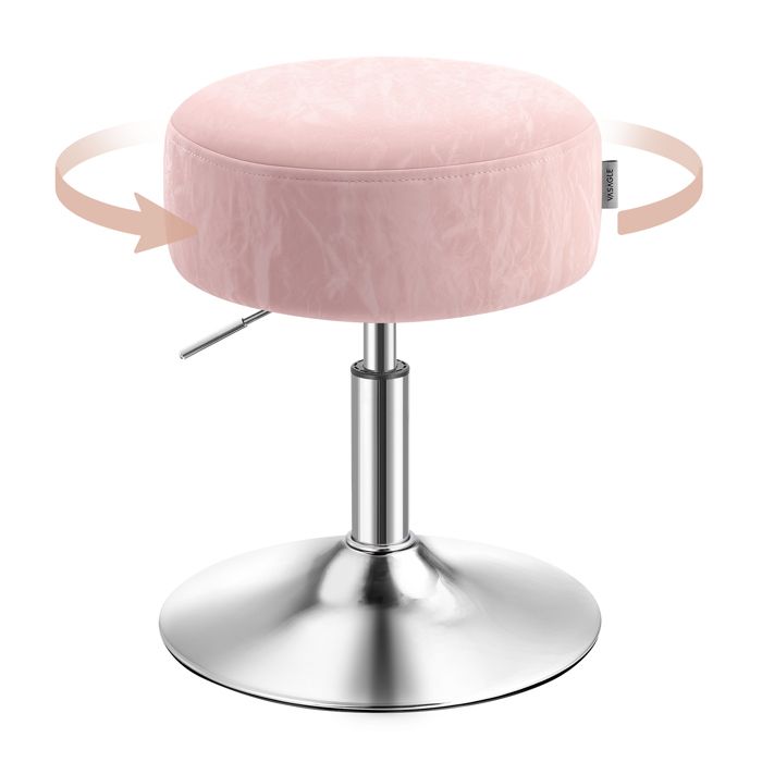 Tabouret de Maquillage Réglable en Hauteur Pivotant à 360 Degrés en PU Coussin Épais Moderne Rose Bonbon