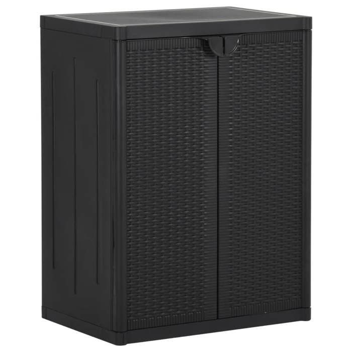 Armoire de rangement de jardin-Mobilier de rangement pour jardin Noir 65x45x88 cm PP Rotin