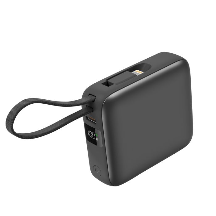 Batterie externe - AKASHI - 10000mAh - Charge rapide 22.5W - Câbles USB-C et Lightning - Affichage LCD