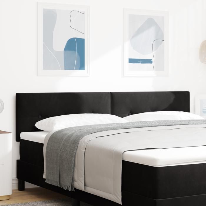 Top sélectionCabeçalho LED Armoire de lit chambre - RUIGOU - com botões estofados em Veludo Preto 90cm France4999976
