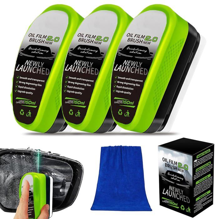 Nettoyant Film D’Huile Pare-Brise Voiture – Brosse Anti-Pluie Oléophobe, Appliqueur Facile, Vision Claire Sous La Pluie