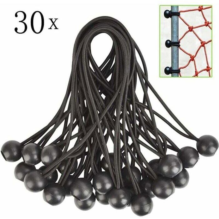 MIVIDE 100 Pièces Tendeurs Élastiques Avec Boule 15 Cm - Blanc - Ultra Résistants Pour Bâches, Tentes, Camping Et Affiches