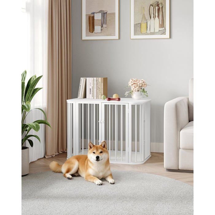 Comparer les prix de Cage pour Chien Cages avec Coussin Design Moderne à Portes MultiplesConvient aux Chiens de Petite et Moyenne Taille Blanc