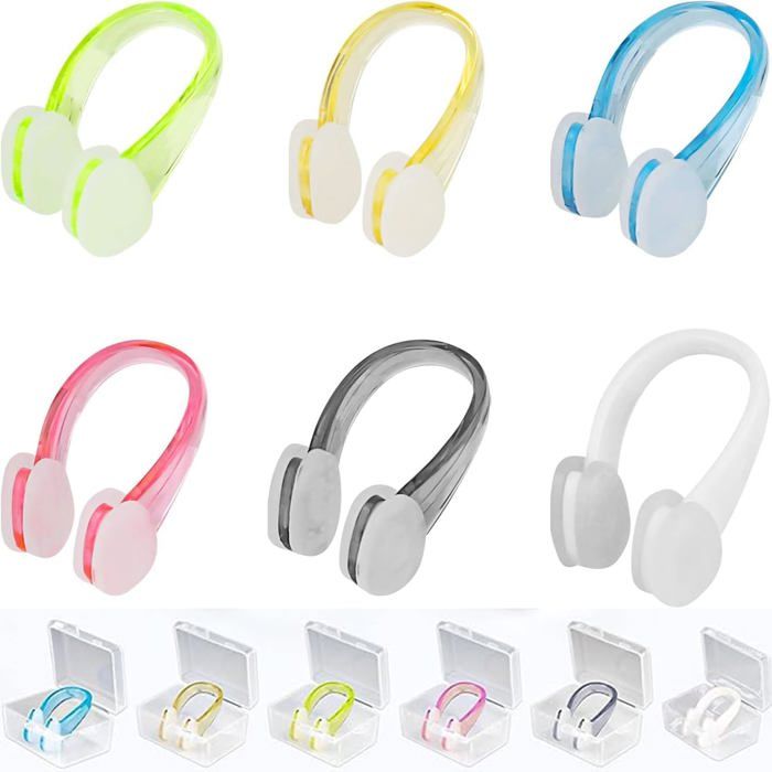 Lot De 6 Pinces Nez Natation SIGANDG – Silicone Doux, Avec Boîte De Rangement, Couleurs Variées – Pour Adultes Et Enfants, Plongée Et Entraînement