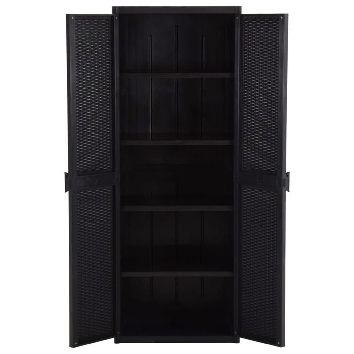 SALE dhiver Armoire de rangement - BURKE - Meuble haute - pour jardin - Noir 65x45x172 cm PP Rotin AA140