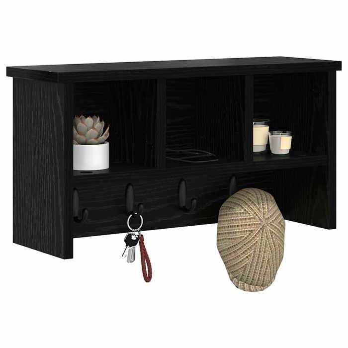 ABBO-SALE*Armoire flottante JILLS - Cabinet/ Porte-manteau mural avec étagère Chêne noir 50 x 16 x 26cm SOL689551