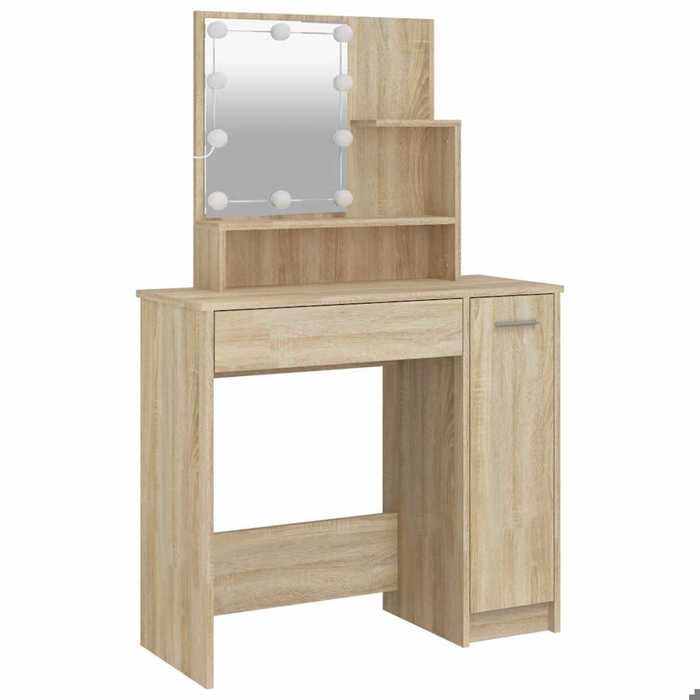 BEL ACHAT*Coiffeuse avec LED - bureau de maquillage - Pour femmes/filles - chêne sonoma 86 5x35x136 cm Promo261493
