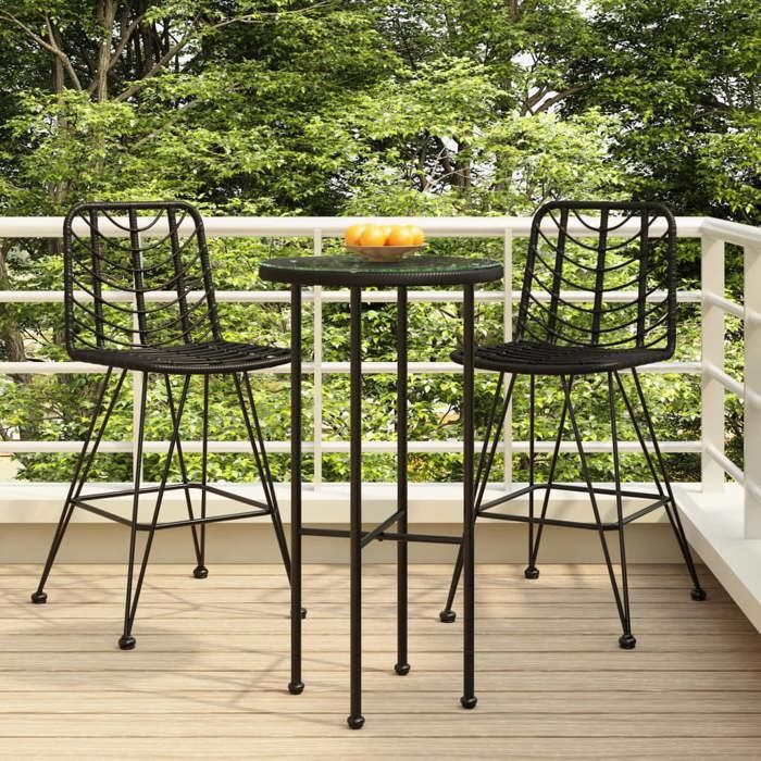 Tabourets de bar en résine tressée - Happiness - Lot de 2 - Noir - Acier - 45x56x103 5 cm - Siège 45x45 cm Tabourets de bar en résine tressée - Happiness - Lot de 2 - Noir - Acier - 45x56x103 5 cm - Siège 45x45 cm