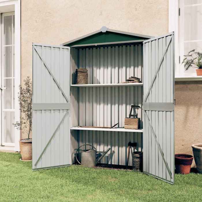 En solde Abri de jardin - BURKE - Remise pour extérieur - Vert 116x45x175 cm Acier galvanisé J2324