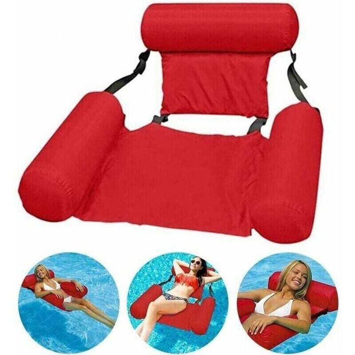 SLOOSH Matelas Gonflable Premium – Transat De Piscine En Tissu – Dossier Réclinable – Porte-Gobelets – Flotteur Été Adulte