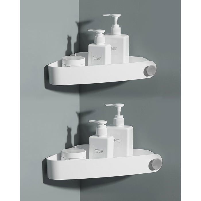 2 étagères douche plastique sans perçage porte-savon 6 autocollants adhésifs blanc. .