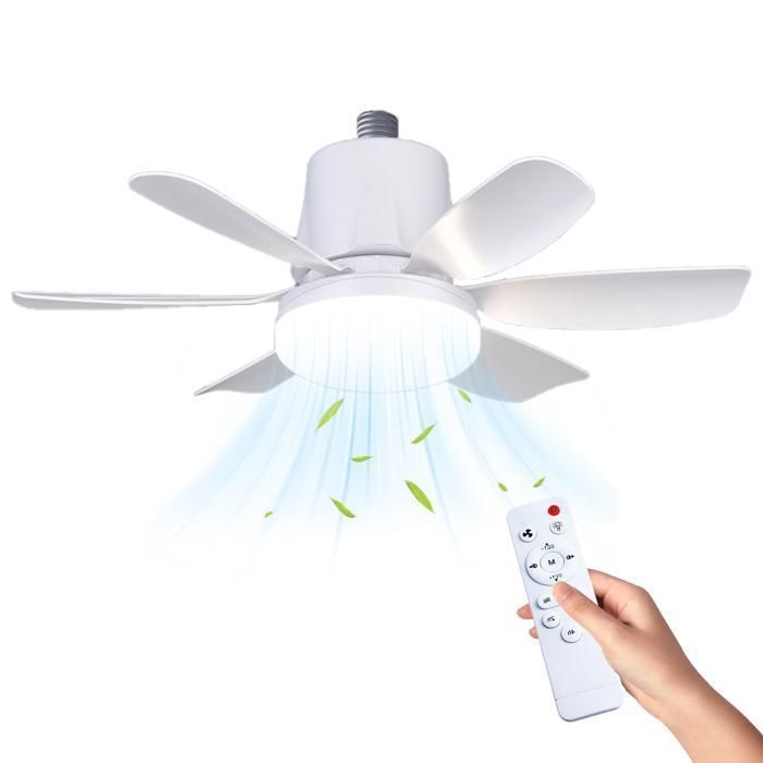 Ventilateur de Plafond avec Lumière avec Télécommande 3 Vitesses Réglables 3 Couleurs pour Chambre à Coucher Cuisine Bureau - Joulli